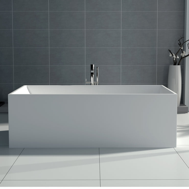 SW-122S Rectangular Freestanding Bathtub in White Finish Shown Installed