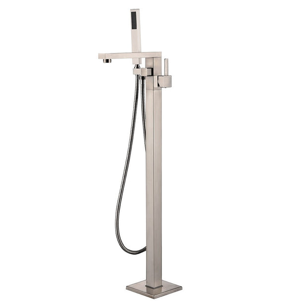 BF-102BN Freestanding Bathtub Filler Faucet with Shower Sprayer Shown in Brushed Nickel Finish