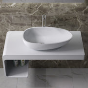 CW-108 Oval Countertop Mounted Vessel Sinks in White Finish Shown Installed