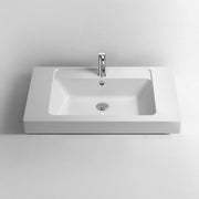 DW-138 Rectangular Countertop Sink in White Finish Shown with Separate Faucet