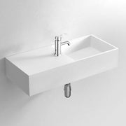 DW-148 Rectangular Wall Mounted Countertop Sink in White Finish Shown with Separate Faucet