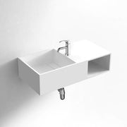 DW-162 Rectangular Shelved Wall Mounted Countertop Sink in White Finish Shown