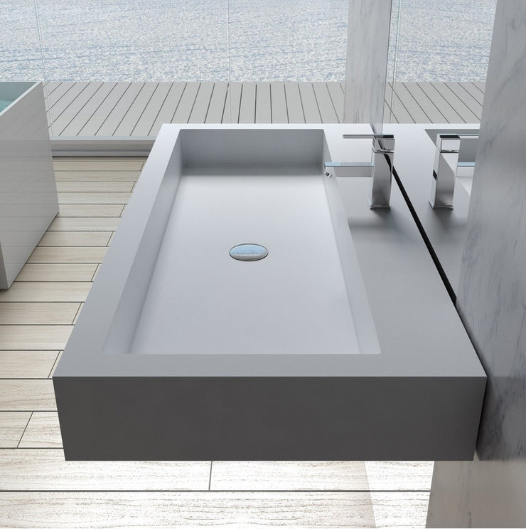 DW-197 Rectangular Countertopo Sink in White Finish Shown Intalled