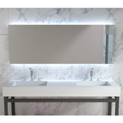 DW-198 Rectangular Wall Mounted Countertop Double Sink in White Finish Shown Installed