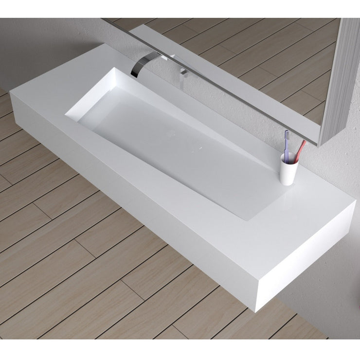 DW-205 Rectangular Wall Mounted Countertop Sink in White Finish Shown Installed with Props