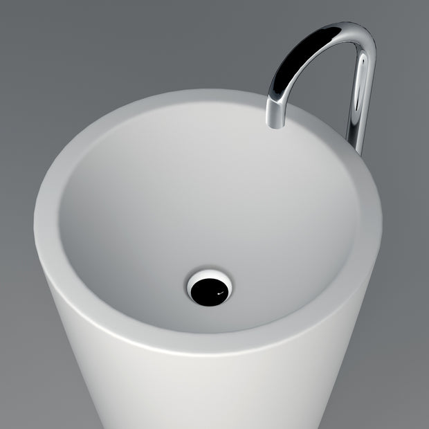 DW-211 Round Freestanding Pedestal Sink in White Finish Shown