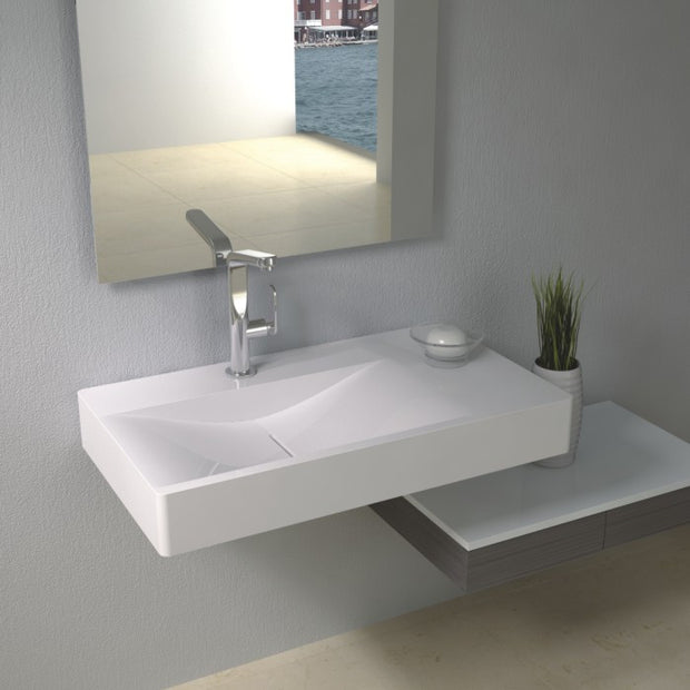 DW-101 Rectangular Wall Mounted Sink Shown Installed 