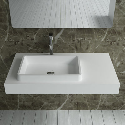 DW-114 Rectangular Wall Mounted Sink Shown Installed