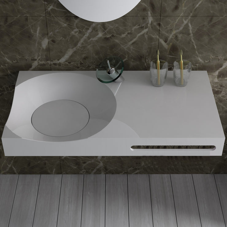 DW-118 Rectangular Wall Mounted Sink Shown Installed 