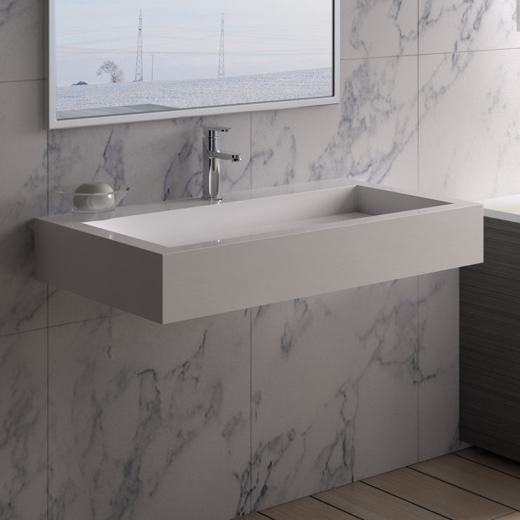 DW-121 Rectangular Wall Mounted Sink Shown Installed 