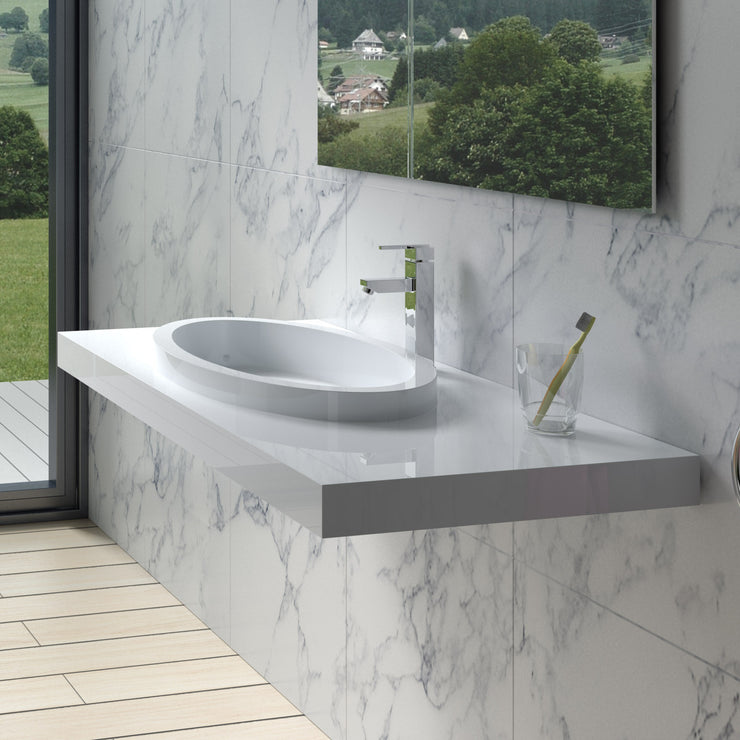 DW-125 Rectangular Wall Mounted Sink Shown Installed 