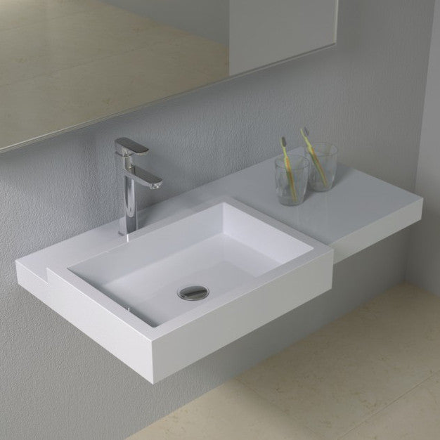 DW-127 Rectangular Wall Mounted Sink Shown Installed