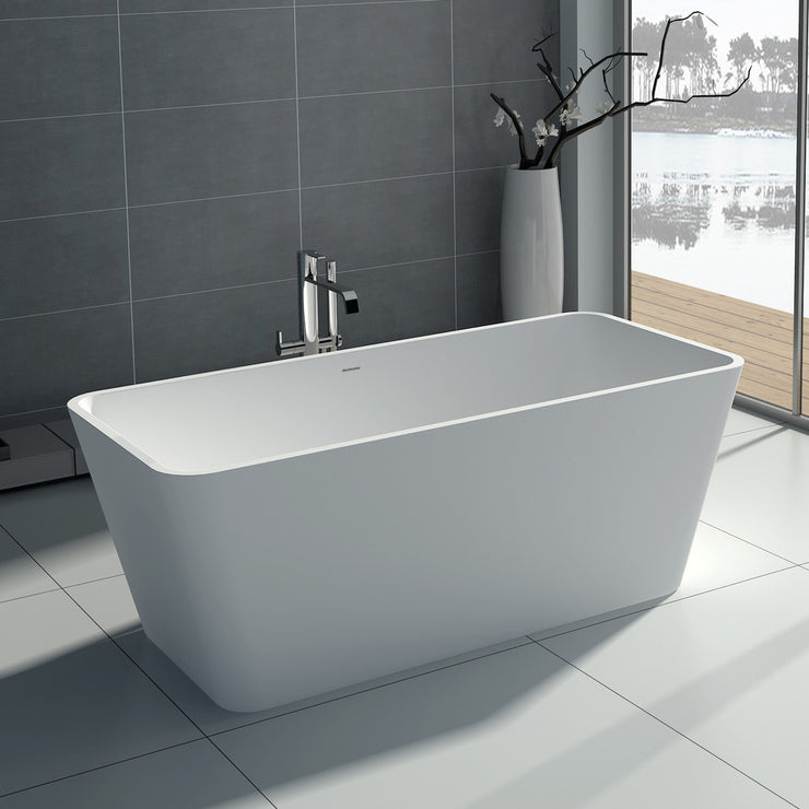 SW-103M Rectangular Freestanding Bathtub Shown Installed with Tub Filler