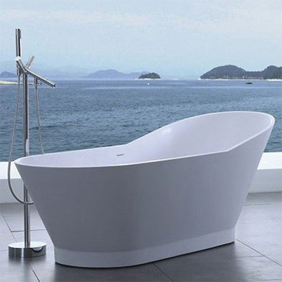 SW-118 Slippered Freestanding Bathtub Shown Installed with Tub Filler