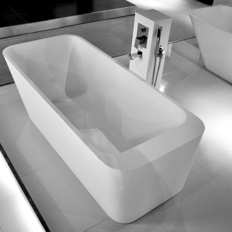 DW-146 Rectangular Wall Mounted Countertop Sink in White Finish Shown with Separate Faucet