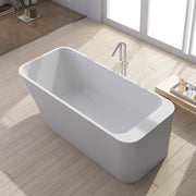 DW-146 Rectangular Wall Mounted Countertop Sink in White Finish Shown with Separate Faucet