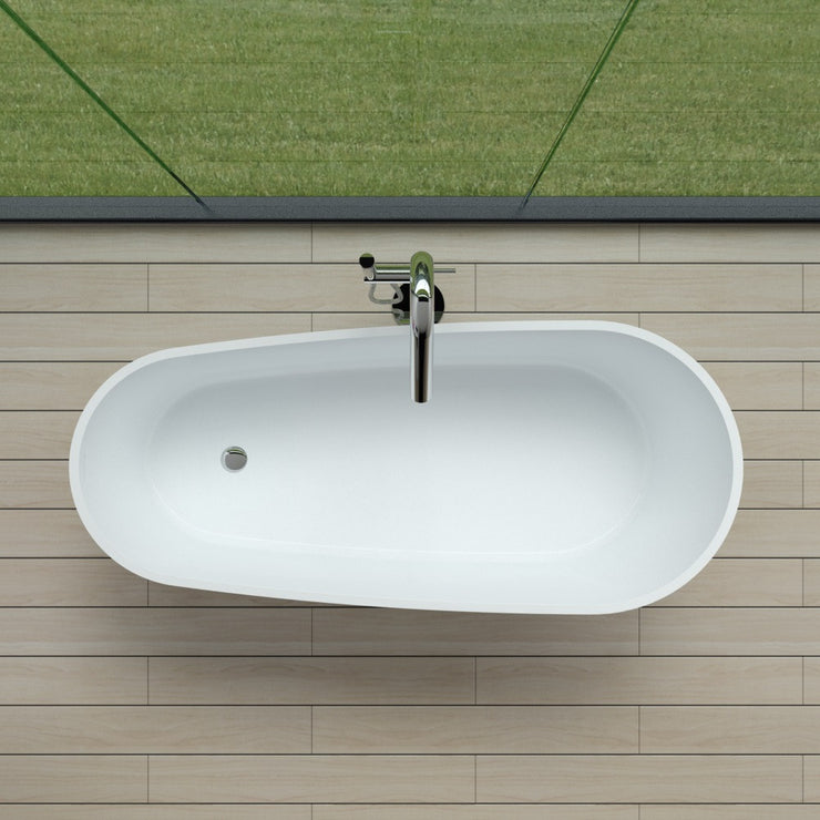 SW-161 Round Freestanding Bathtub in White Finish Shown Installed