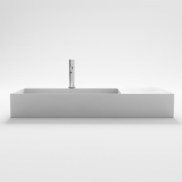 DW-146 Rectangular Wall Mounted Countertop Sink in White Finish Shown with Separate Faucet