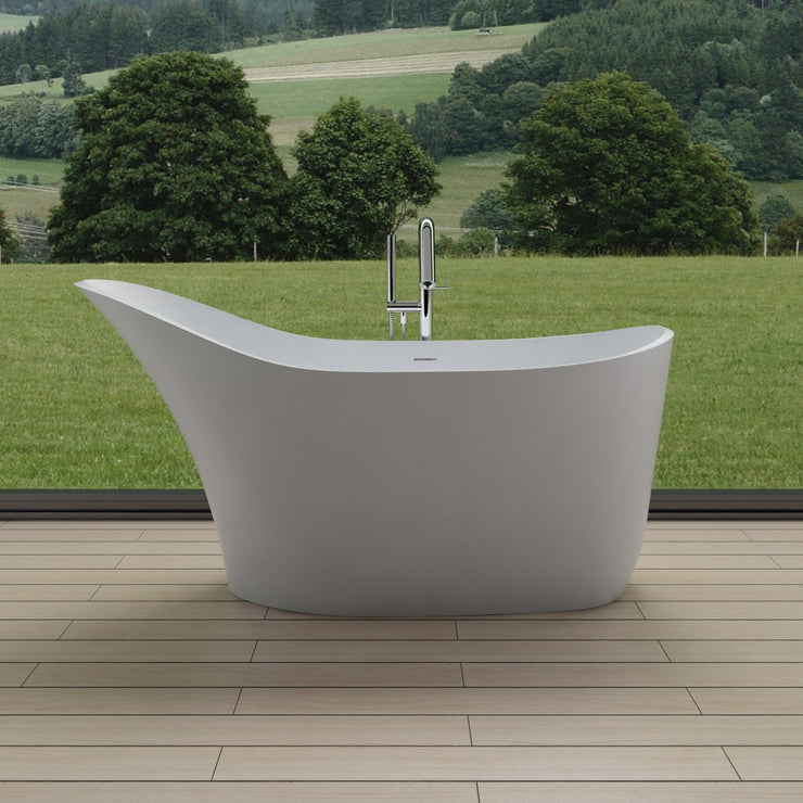 SW-112 Slippered Freestanding Bathtub Shown Installed with Tub Filler